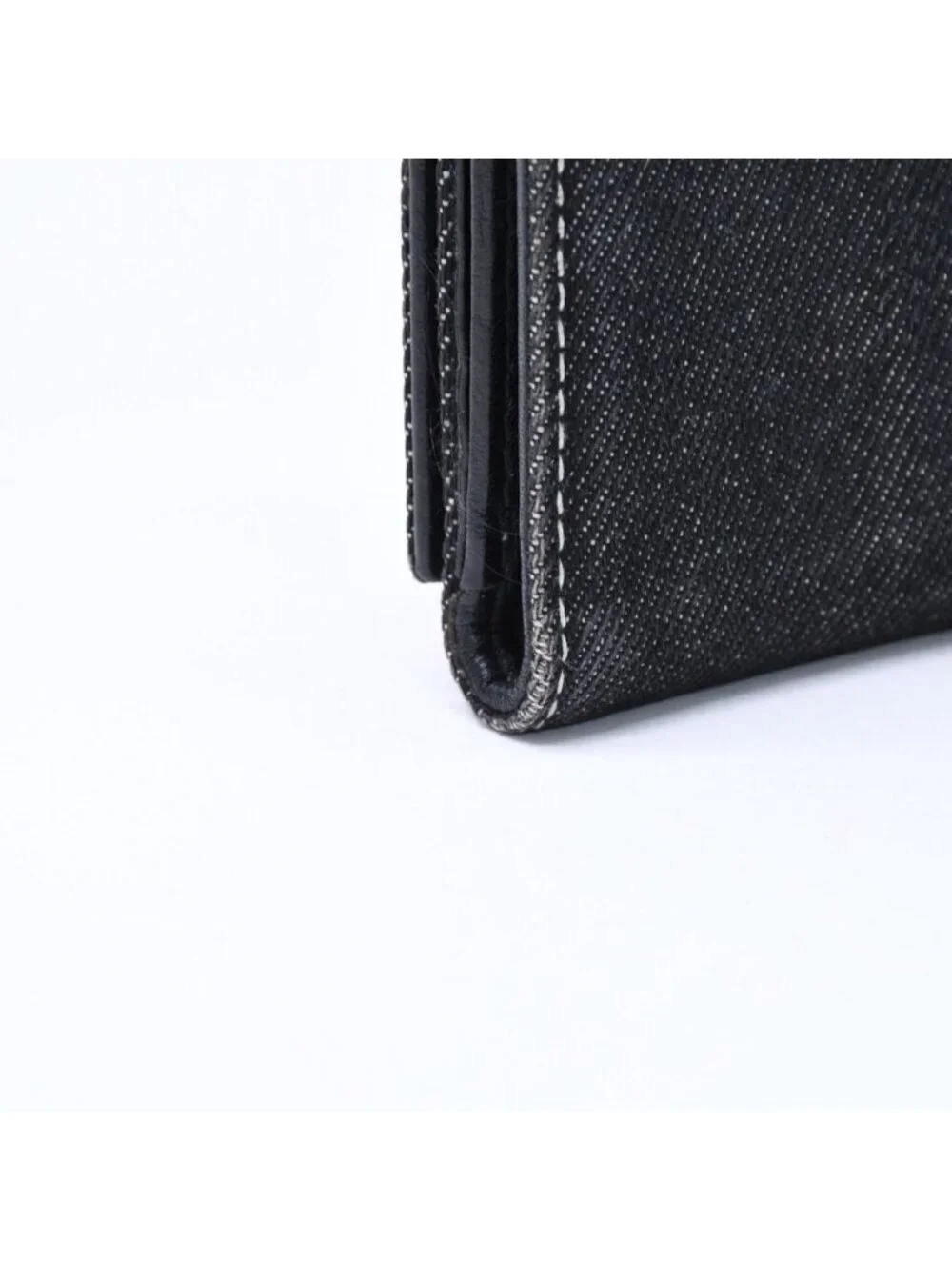 Dior Logo Button Bifold Wallet Denim Black Gray